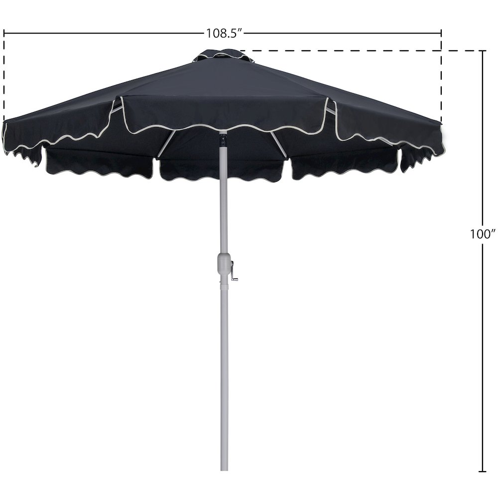 Amalfi Black With Cream Piping Fabric Patio Umbrellas. Picture 9