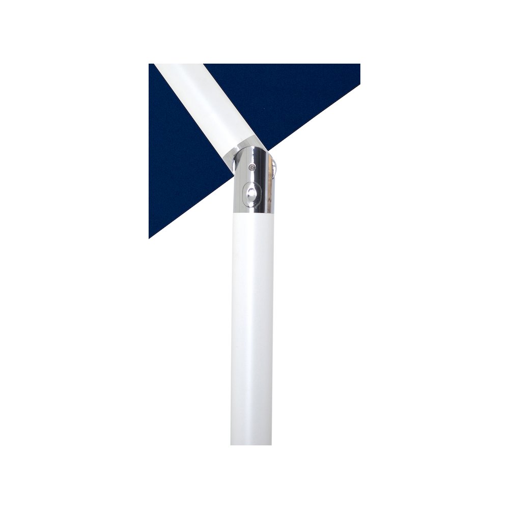 Amalfi Navy With Cream Piping / Matte White Metal Patio Umbrella with Base Sets. Picture 14