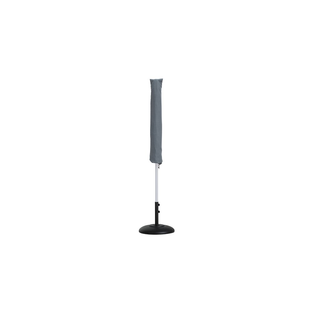 Amalfi Navy With Cream Piping / Matte Black Metal Patio Umbrella with Base Sets. Picture 11