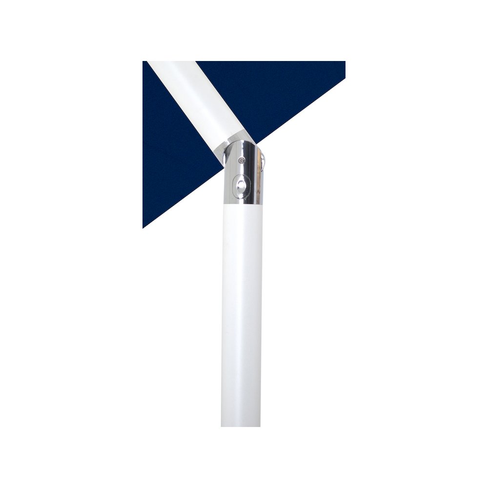 Amalfi Navy With Cream Piping / Matte Black Metal Patio Umbrella with Base Sets. Picture 12