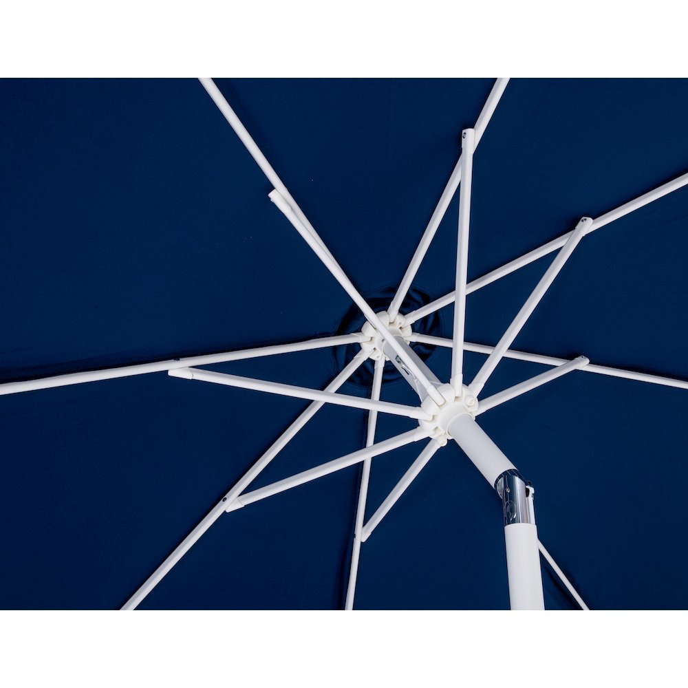 Amalfi Navy With Cream Piping / Matte Black Metal Patio Umbrella with Base Sets. Picture 13
