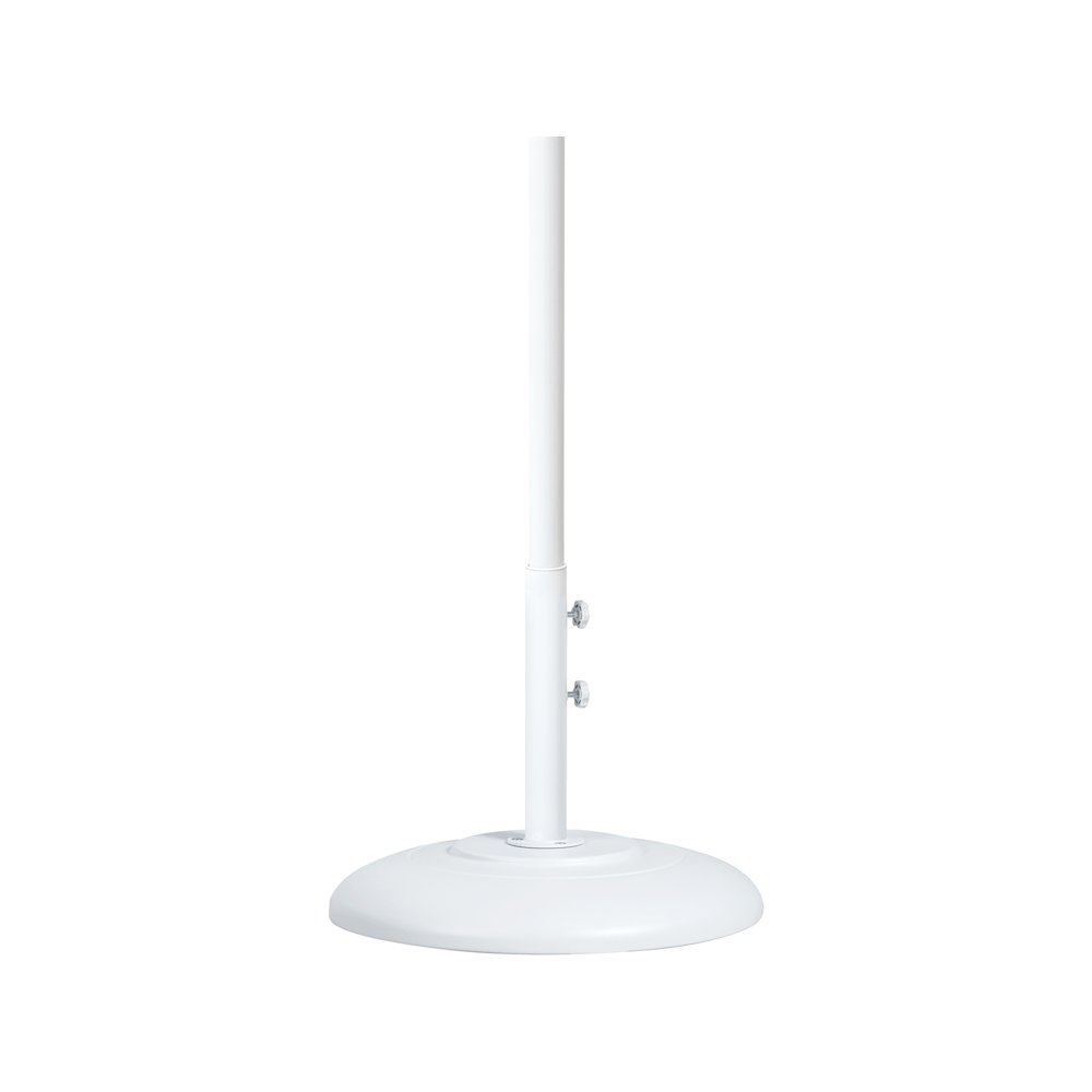 Amalfi Navy With Cream Piping / Matte White Metal Patio Umbrella with Base Sets. Picture 3