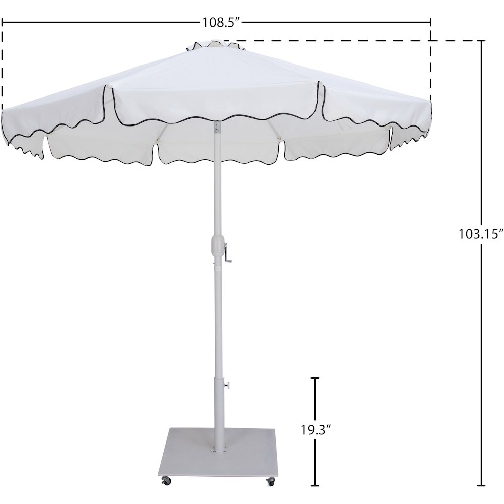 Amalfi White With Black Piping / Matte White Metal Patio Umbrella with Base Sets. Picture 17