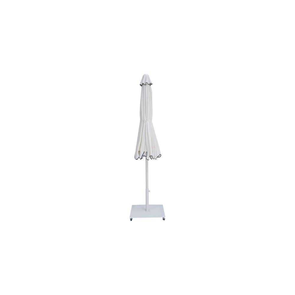 Amalfi White With Black Piping / Matte White Metal Patio Umbrella with Base Sets. Picture 12