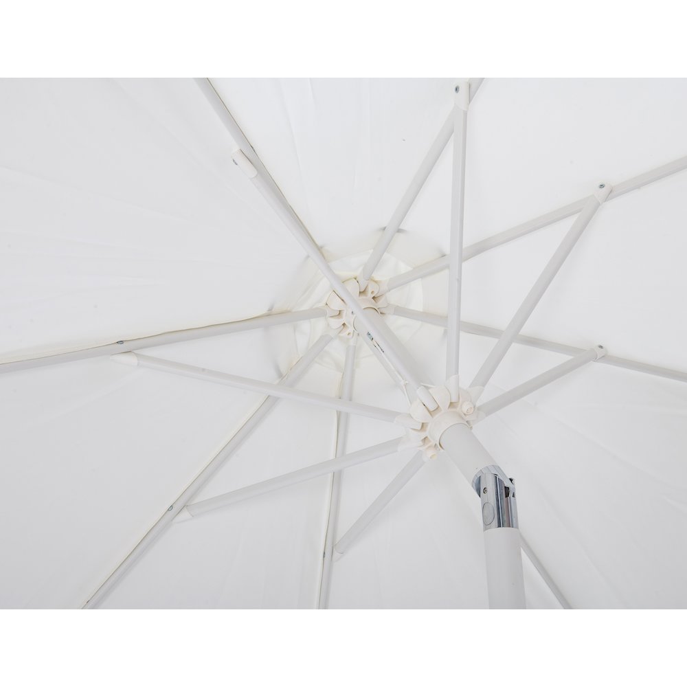 Amalfi White With Black Piping / Matte White Metal Patio Umbrella with Base Sets. Picture 15