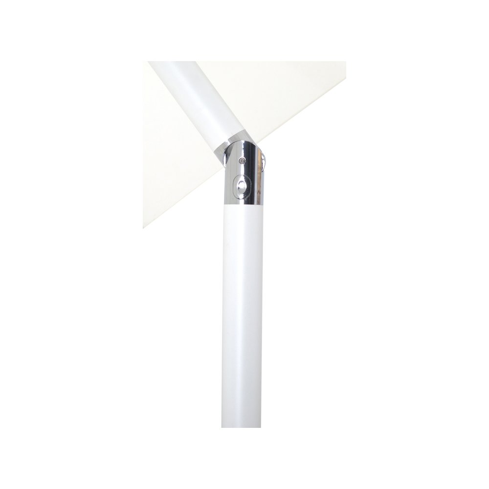 Amalfi White With Black Piping / Teak Metal Patio Umbrella with Base Sets. Picture 12