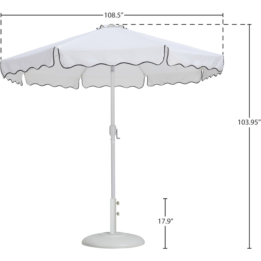 Amalfi White With Black Piping / Matte White Metal Patio Umbrella with Base Sets. Picture 15