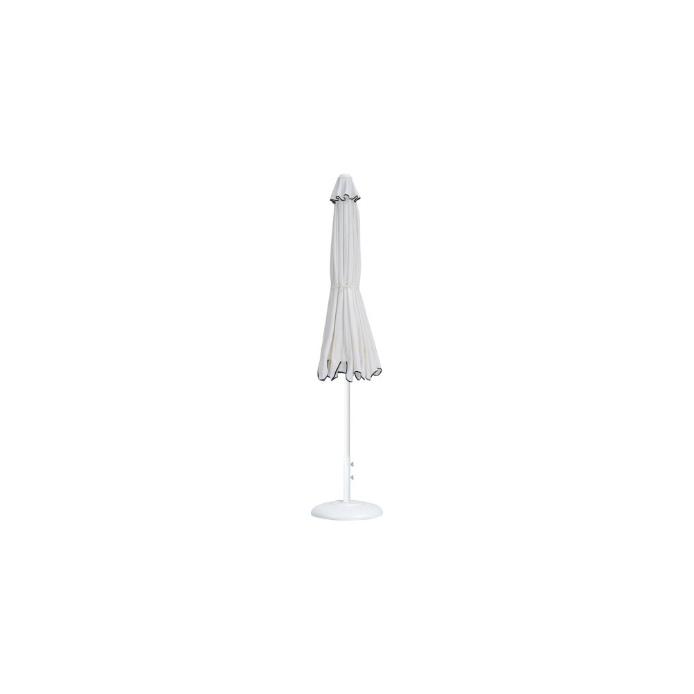 Amalfi White With Black Piping / Matte White Metal Patio Umbrella with Base Sets. Picture 10