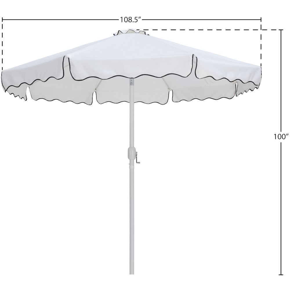 Amalfi White With Black Piping Fabric Patio Umbrellas. Picture 9