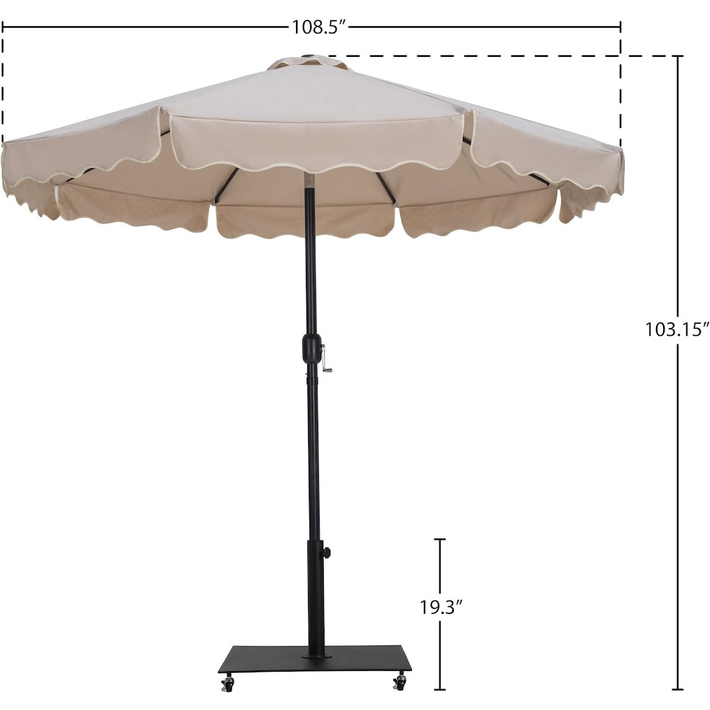 Amalfi Beige With Cream Piping / Matte Black Metal Patio Umbrella with Base Sets. Picture 17