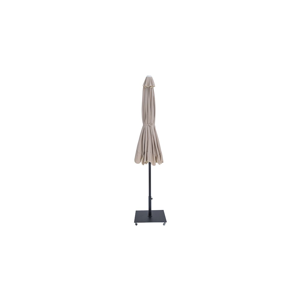 Amalfi Beige With Cream Piping / Matte Black Metal Patio Umbrella with Base Sets. Picture 12