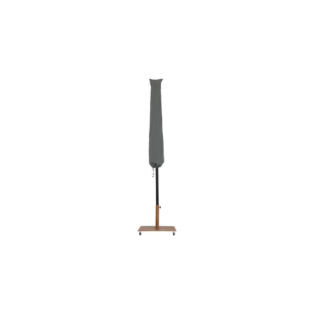 Amalfi Beige With Cream Piping / Teak Metal Patio Umbrella with Base Sets. Picture 13