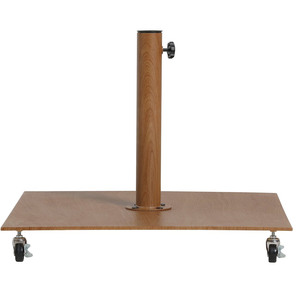 Amalfi Beige With Cream Piping / Teak Metal Patio Umbrella with Base Sets. Picture 7