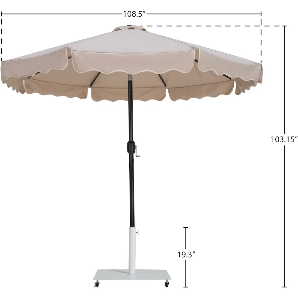 Amalfi Beige With Cream Piping / Matte White Metal Patio Umbrella with Base Sets. Picture 17