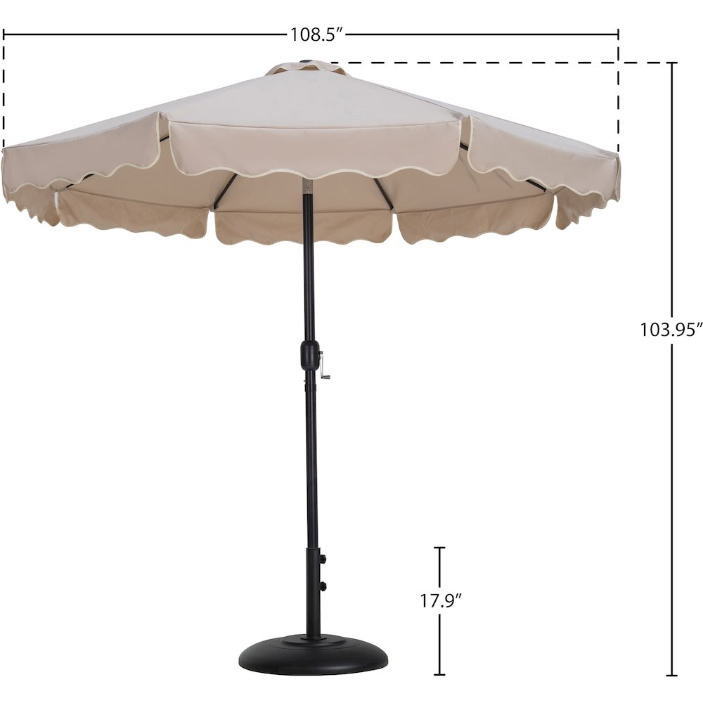 Amalfi Beige With Cream Piping / Matte Black Metal Patio Umbrella with Base Sets. Picture 15