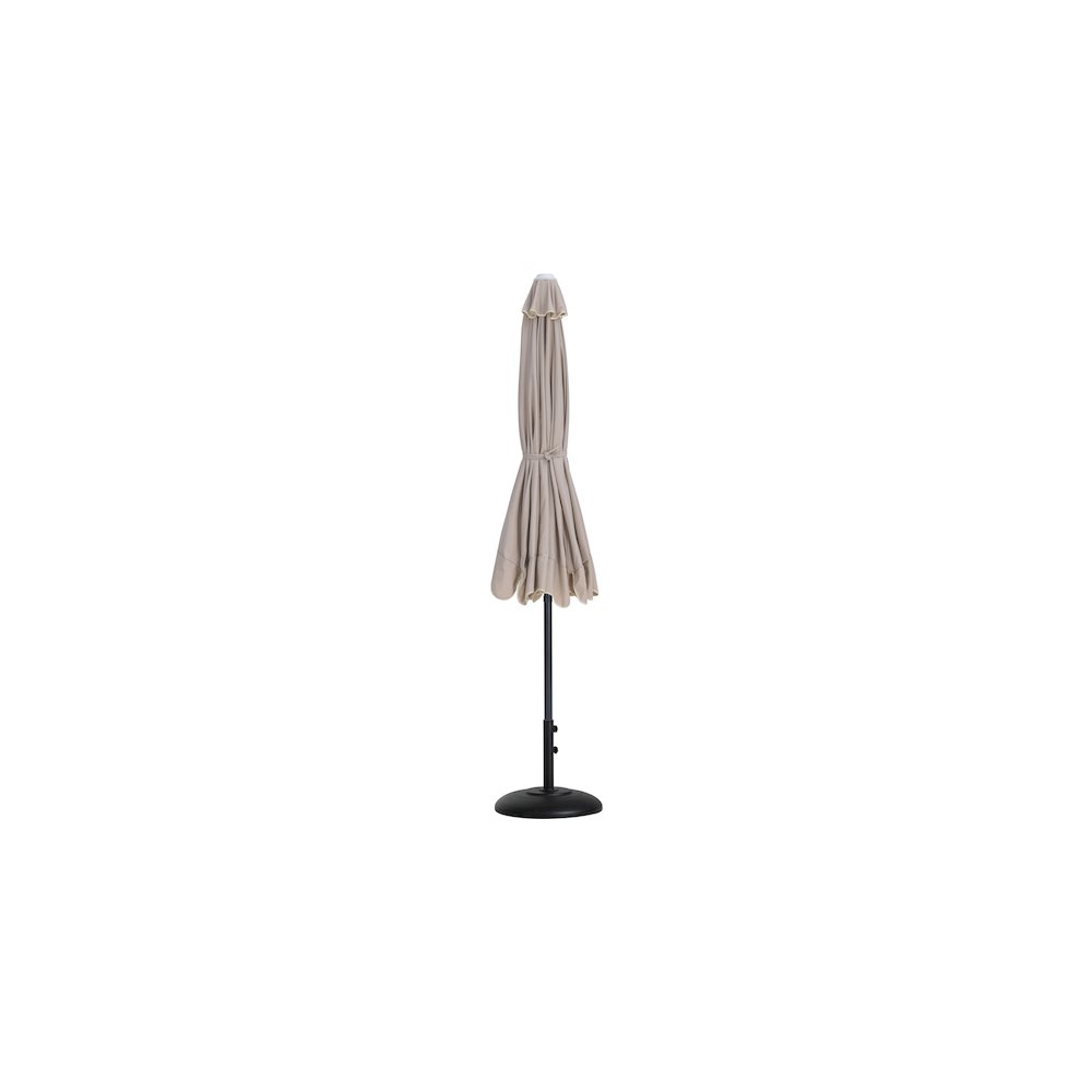 Amalfi Beige With Cream Piping / Matte Black Metal Patio Umbrella with Base Sets. Picture 10