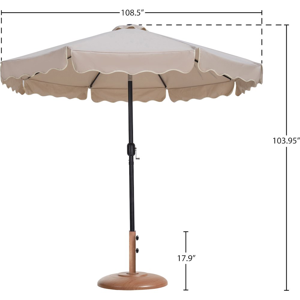 Amalfi Beige With Cream Piping / Teak Metal Patio Umbrella with Base Sets. Picture 15