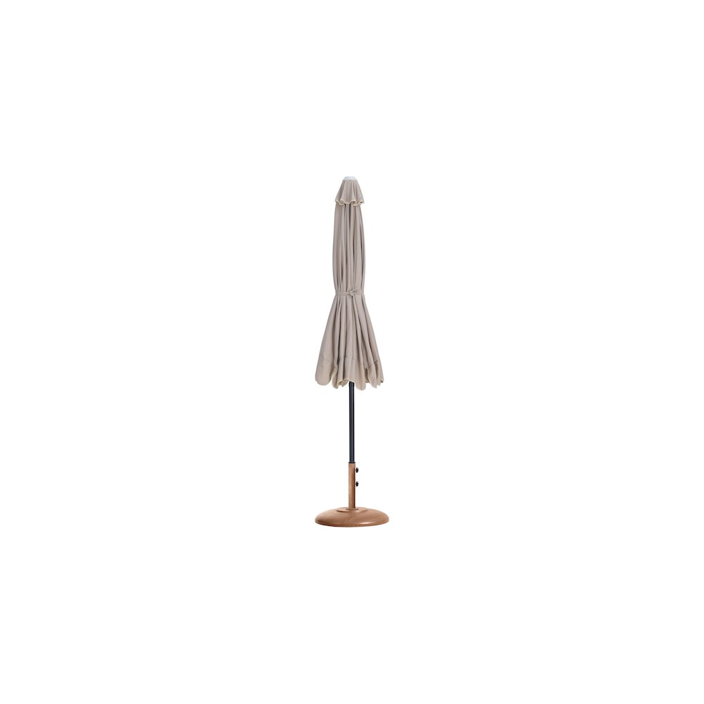 Amalfi Beige With Cream Piping / Teak Metal Patio Umbrella with Base Sets. Picture 10