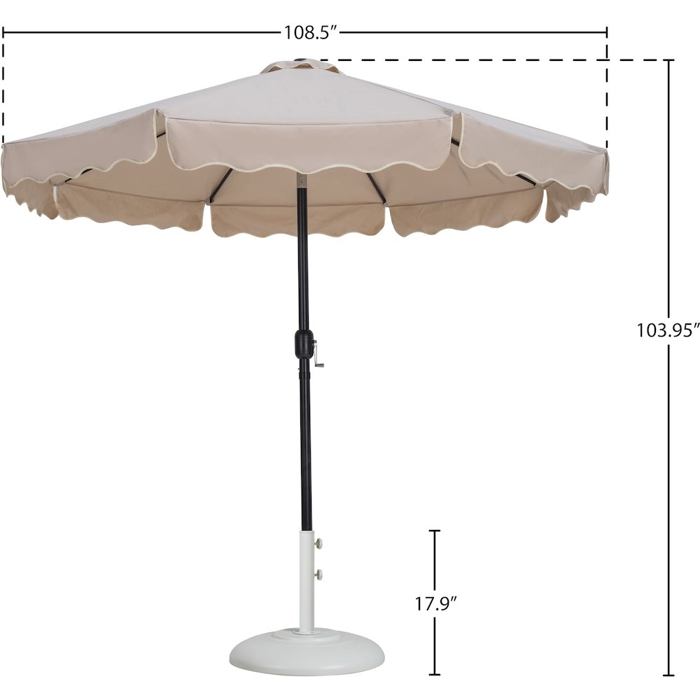 Amalfi Beige With Cream Piping / Matte White Metal Patio Umbrella with Base Sets. Picture 15