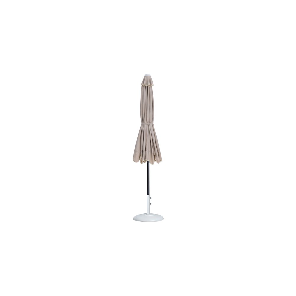 Amalfi Beige With Cream Piping / Matte White Metal Patio Umbrella with Base Sets. Picture 10