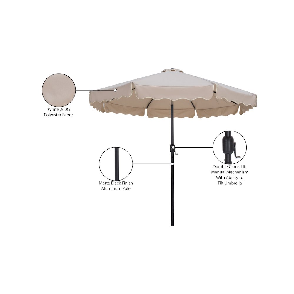 Amalfi Beige With Cream Piping Fabric Patio Umbrellas. Picture 10