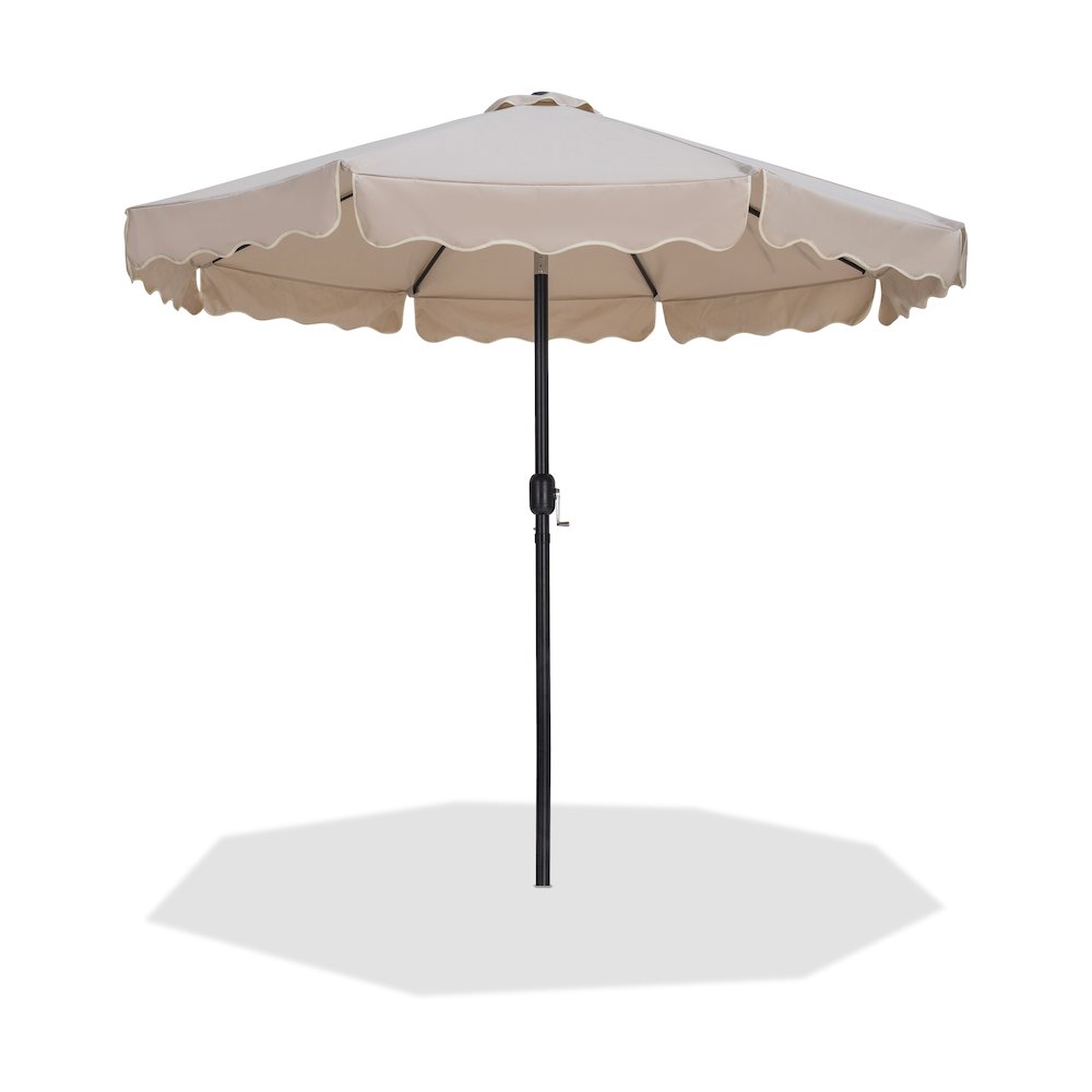 Amalfi Beige With Cream Piping Fabric Patio Umbrellas. Picture 1