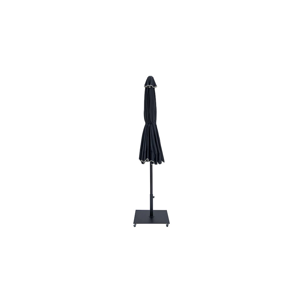 Amalfi Black With Cream Piping / Matte Black Metal Patio Umbrella with Base Sets. Picture 12