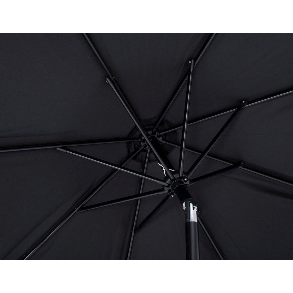 Amalfi Black With Cream Piping / Matte Black Metal Patio Umbrella with Base Sets. Picture 15