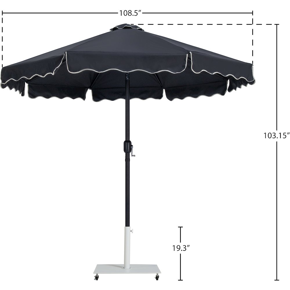 Amalfi Black With Cream Piping / Matte White Metal Patio Umbrella with Base Sets. Picture 17
