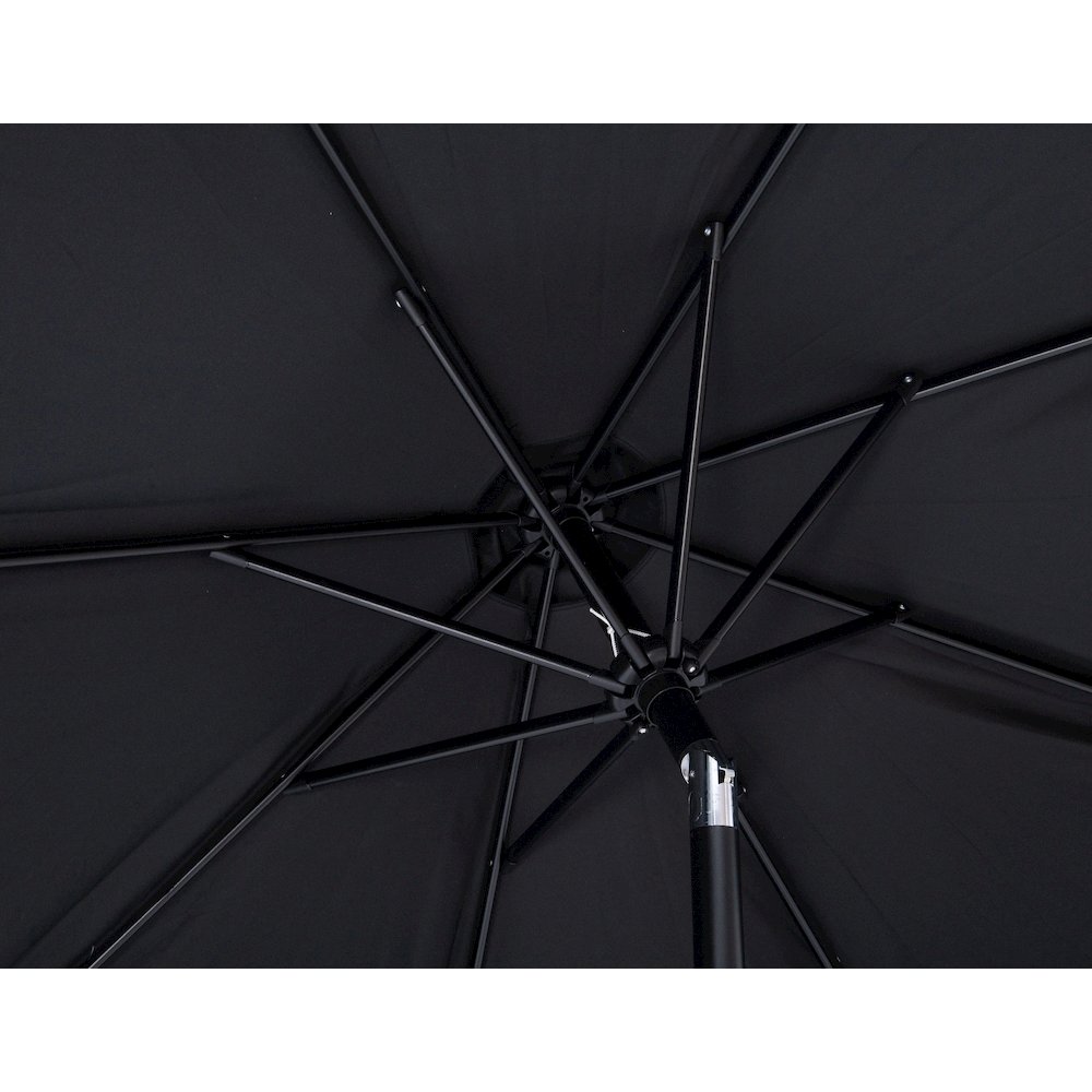 Amalfi Black With Cream Piping / Matte White Metal Patio Umbrella with Base Sets. Picture 15