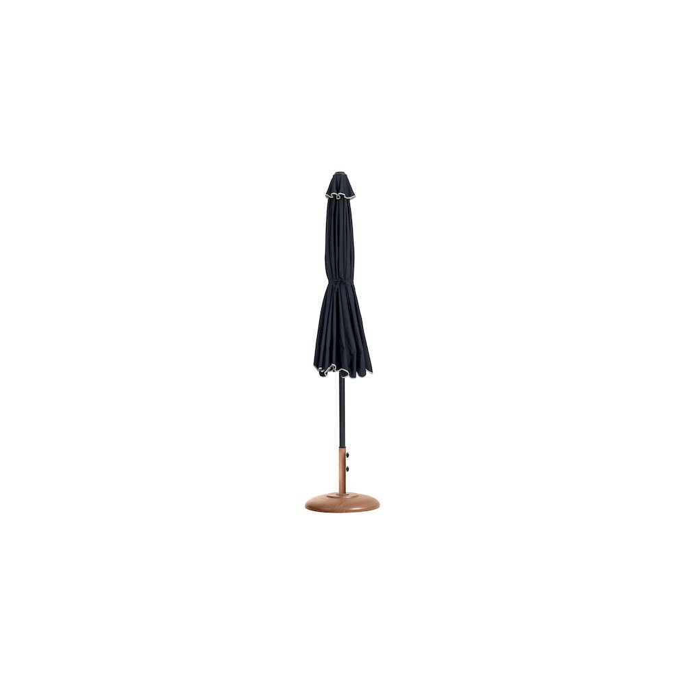 Amalfi Black With Cream Piping / Teak Metal Patio Umbrella with Base Sets. Picture 10