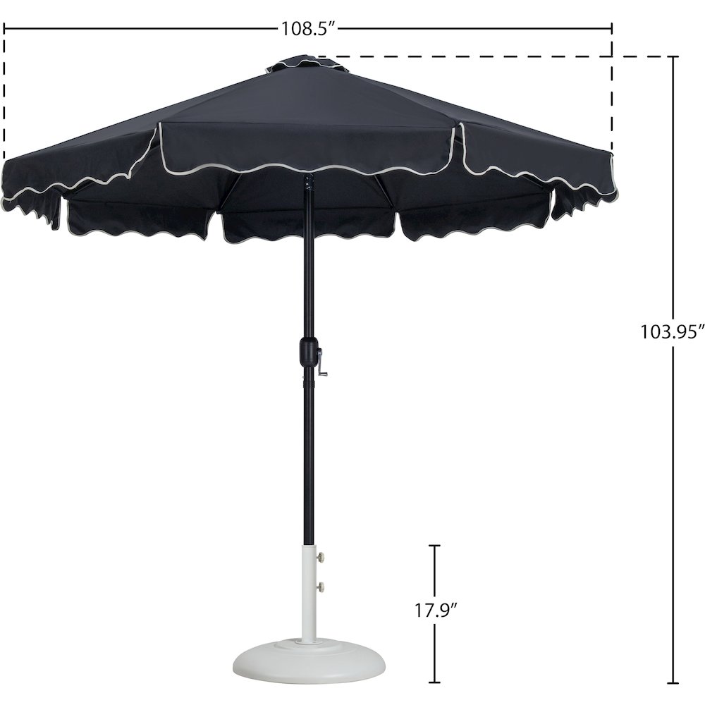 Amalfi Black With Cream Piping / Matte White Metal Patio Umbrella with Base Sets. Picture 15