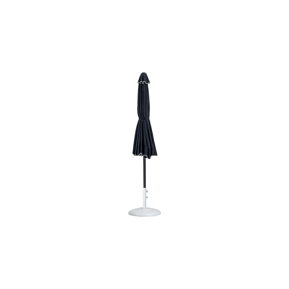 Amalfi Black With Cream Piping / Matte White Metal Patio Umbrella with Base Sets. Picture 10