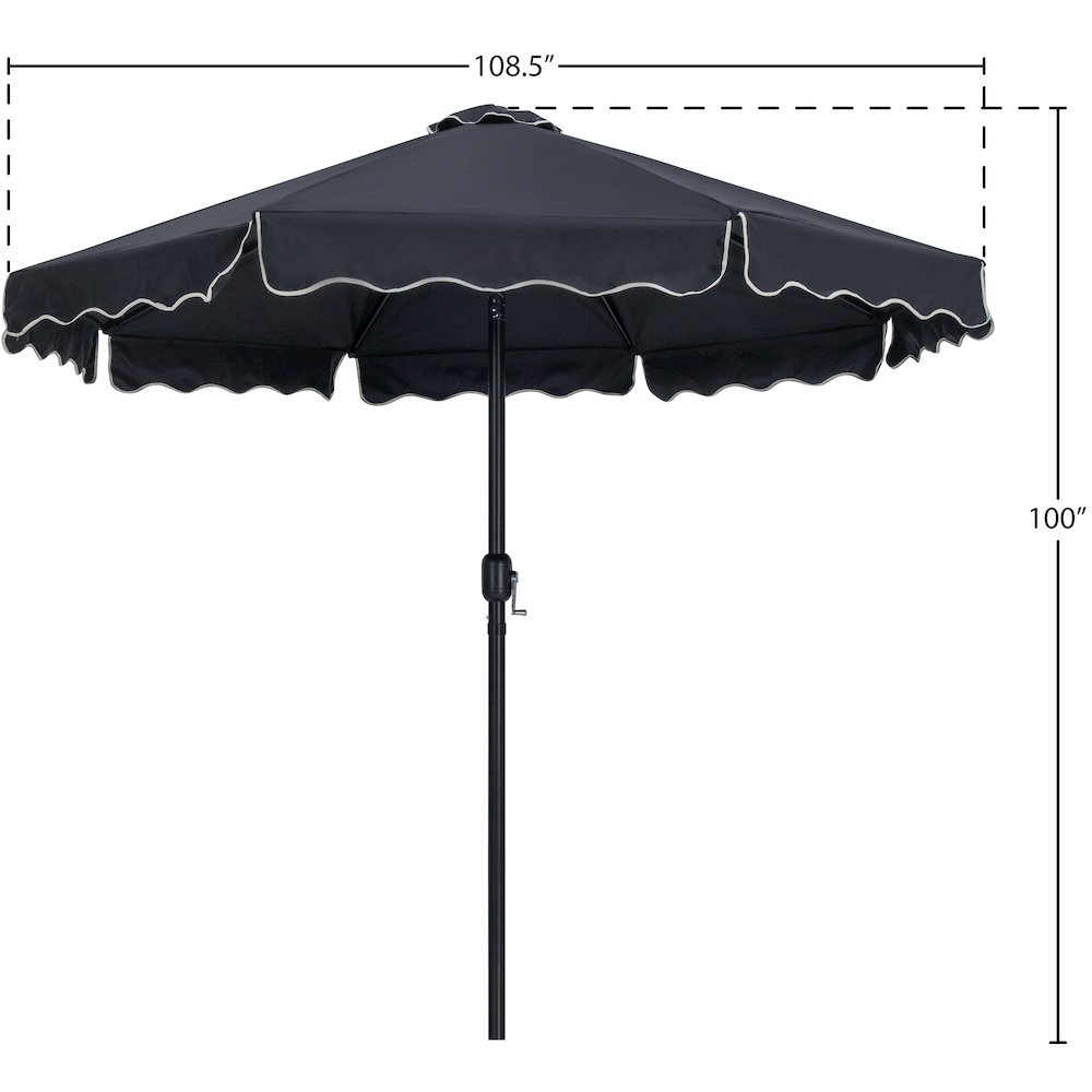 Amalfi Black With Cream Piping Fabric Patio Umbrellas. Picture 9