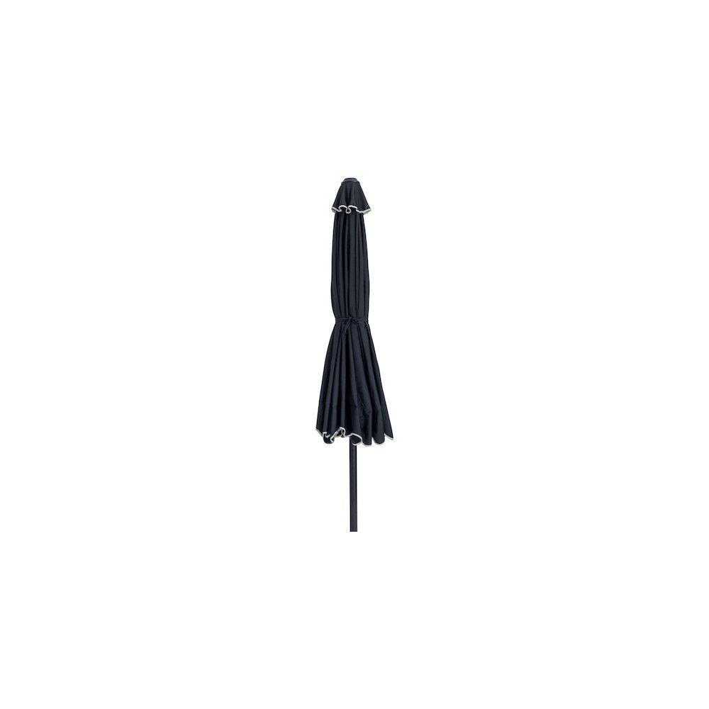 Amalfi Black With Cream Piping Fabric Patio Umbrellas. Picture 2