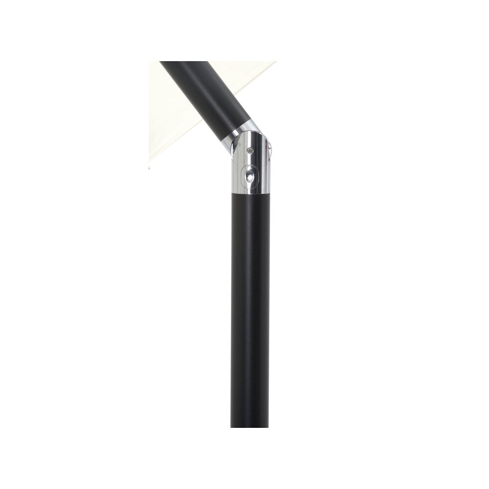 Amalfi White With Black Piping / Matte Black Metal Patio Umbrella with Base Sets. Picture 14