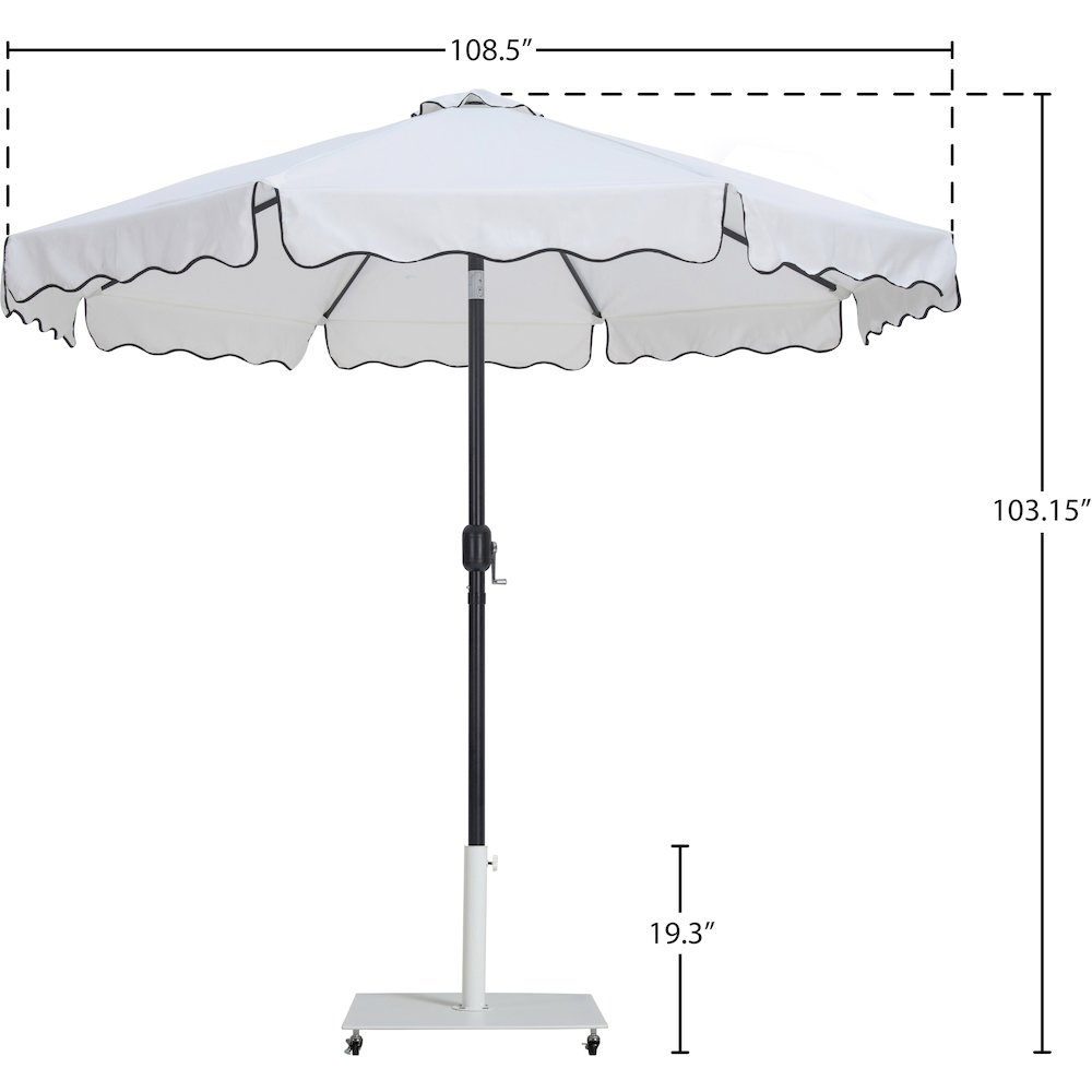 Amalfi White With Black Piping / Matte White Metal Patio Umbrella with Base Sets. Picture 17