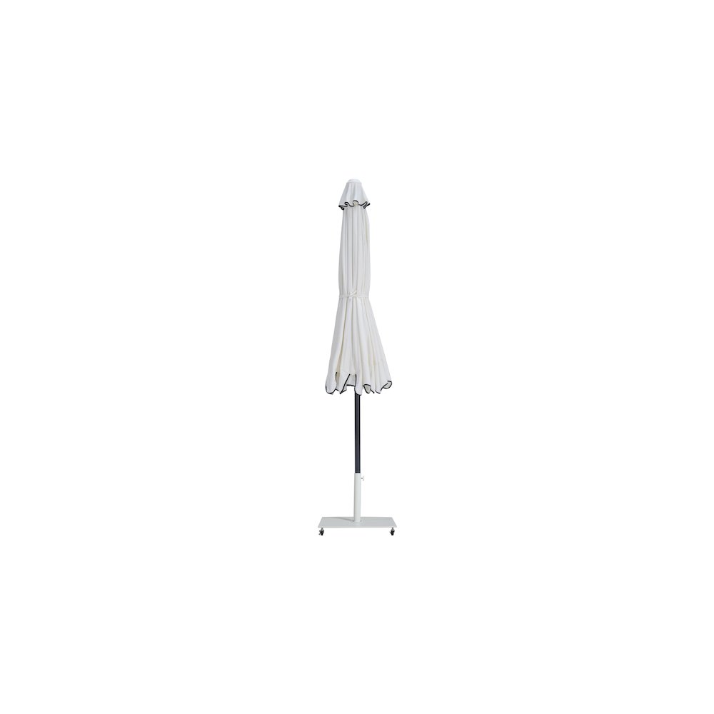 Amalfi White With Black Piping / Matte White Metal Patio Umbrella with Base Sets. Picture 12