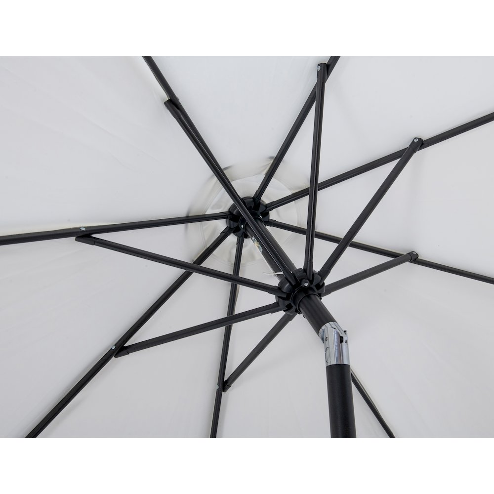 Amalfi White With Black Piping / Matte White Metal Patio Umbrella with Base Sets. Picture 15