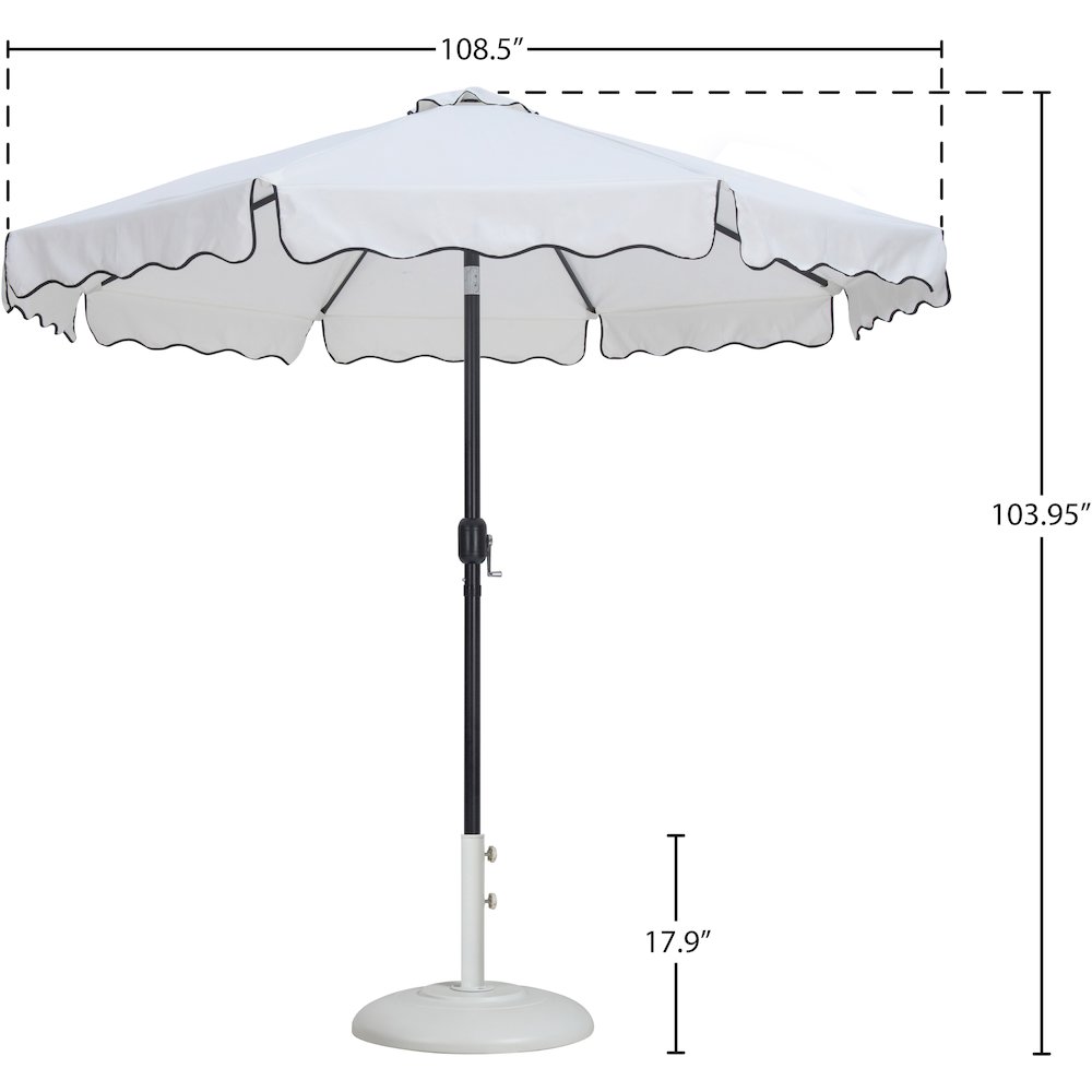Amalfi White With Black Piping / Matte White Metal Patio Umbrella with Base Sets. Picture 15