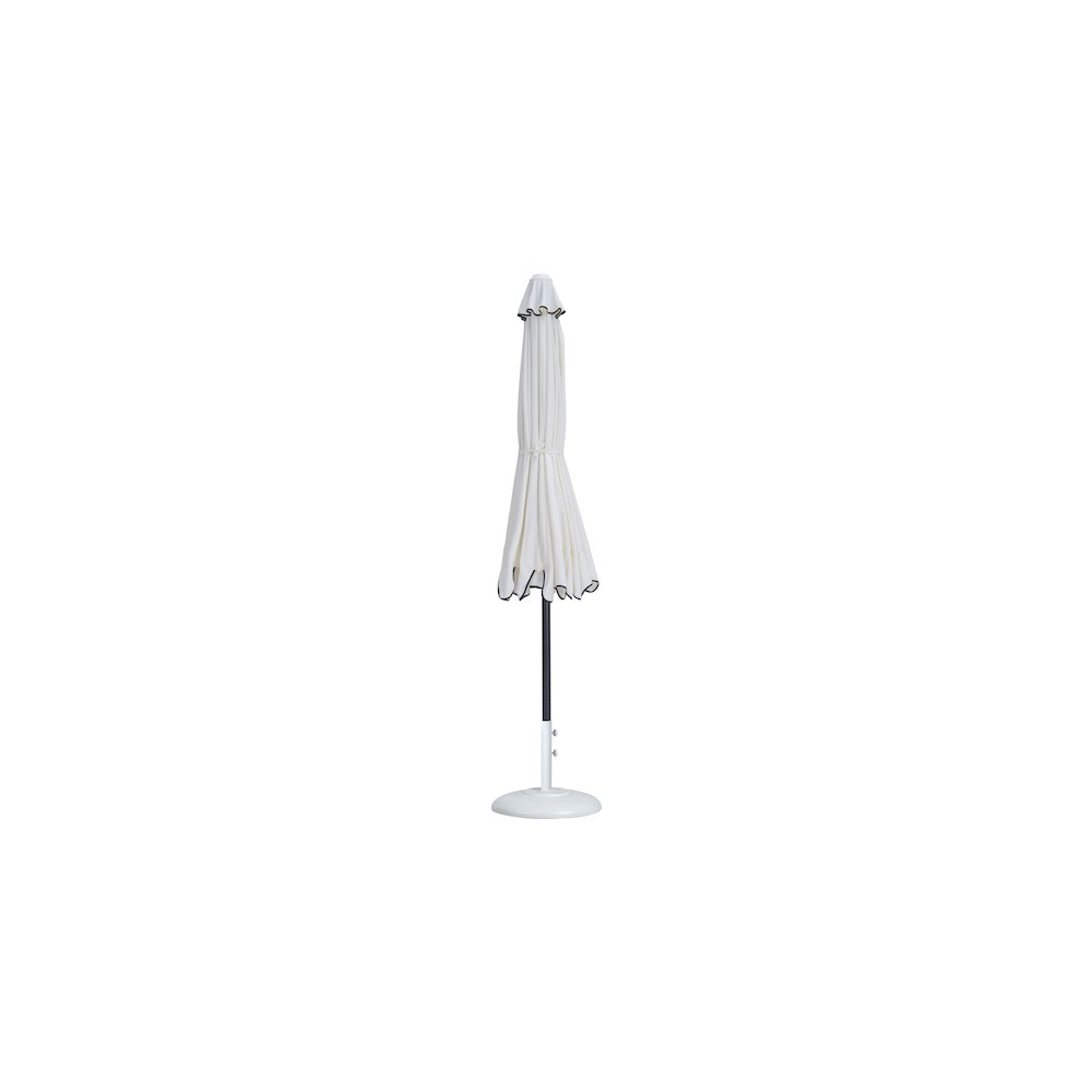 Amalfi White With Black Piping / Matte White Metal Patio Umbrella with Base Sets. Picture 10