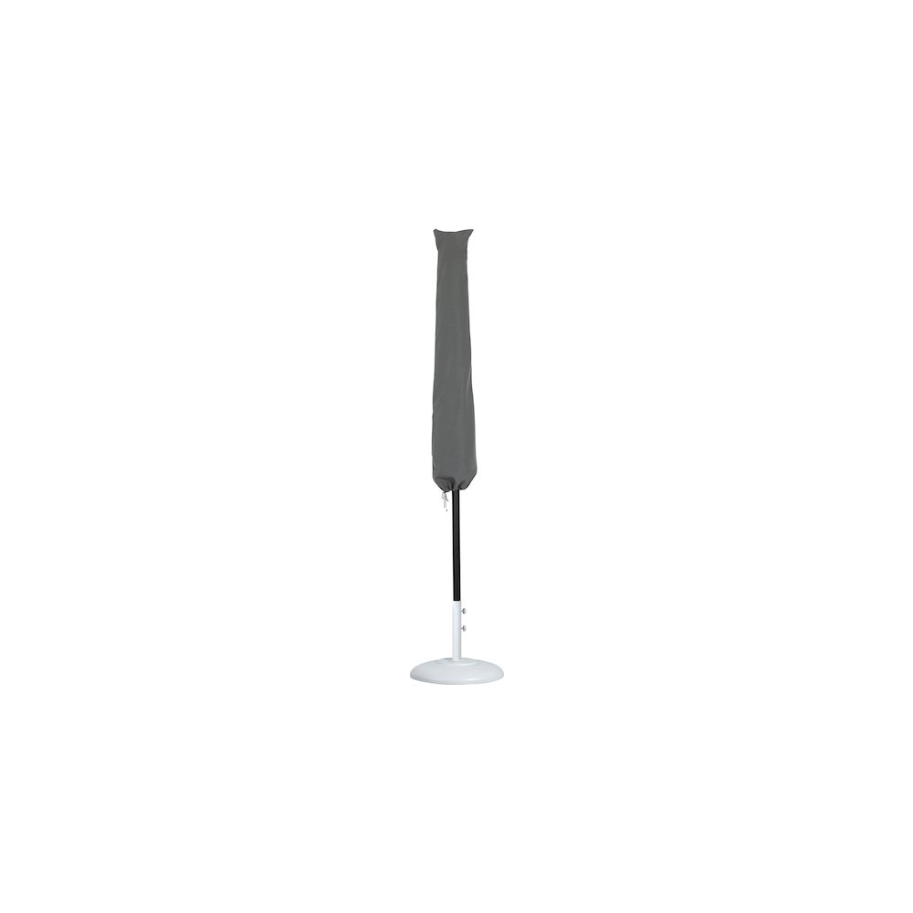 Amalfi White With Black Piping / Matte White Metal Patio Umbrella with Base Sets. Picture 11