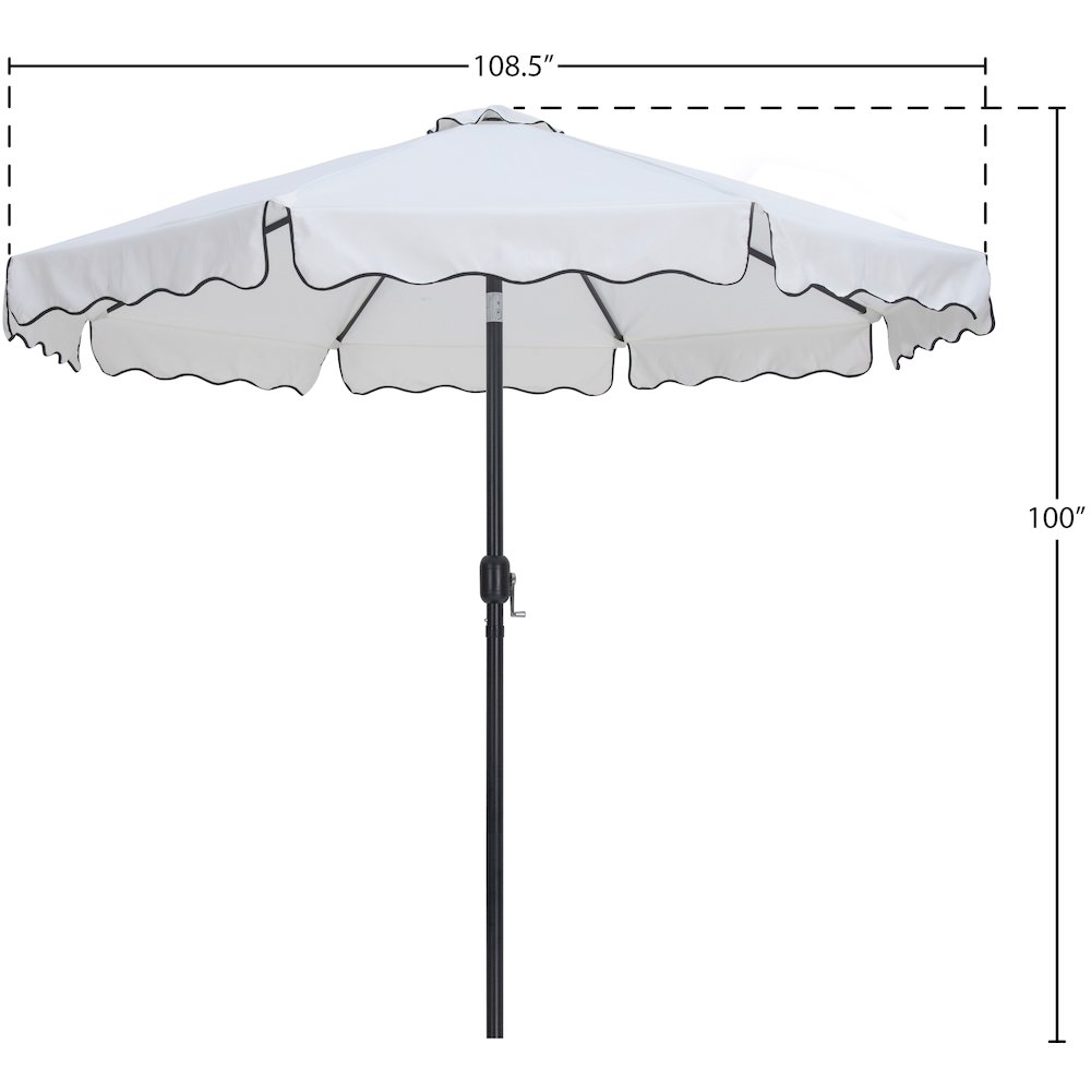 Amalfi White With Black Piping Fabric Patio Umbrellas. Picture 9