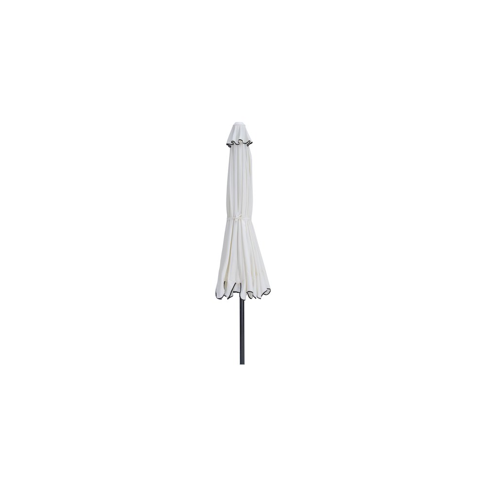 Amalfi White With Black Piping Fabric Patio Umbrellas. Picture 2