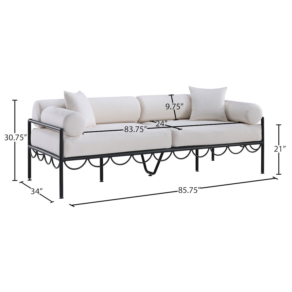 Portofino 85.75" Cream Water Repellent Fabric Outdoor Sofa. Picture 5