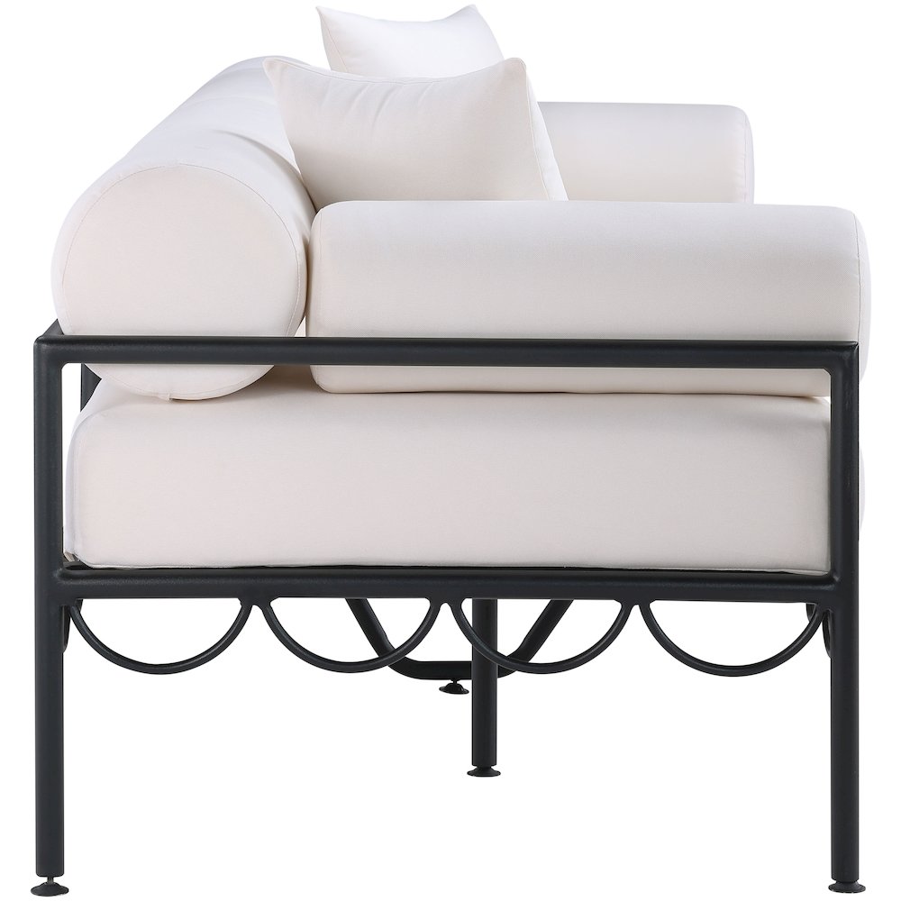 Portofino 85.75" Cream Water Repellent Fabric Outdoor Sofa. Picture 8