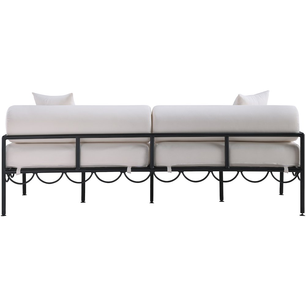 Portofino 85.75" Cream Water Repellent Fabric Outdoor Sofa. Picture 3