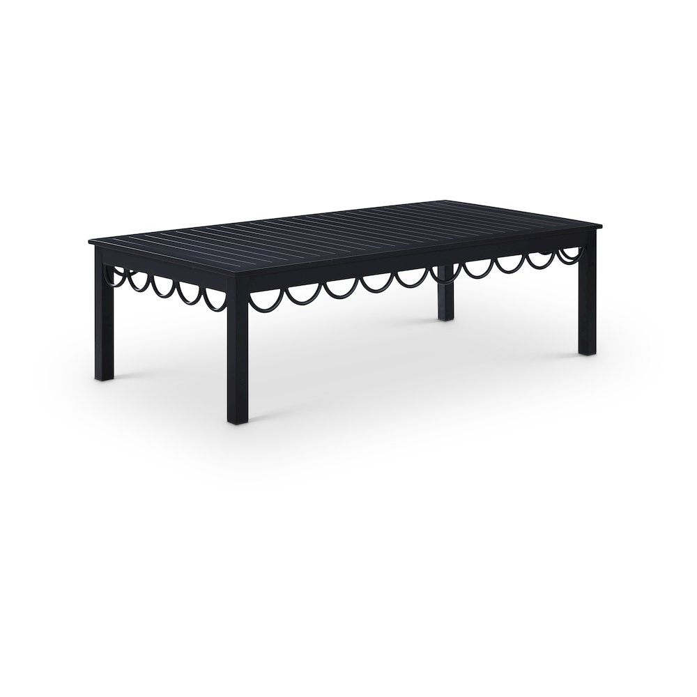 Portofino Black Aluminum Outdoor Patio Coffee Table, Black. Picture 1