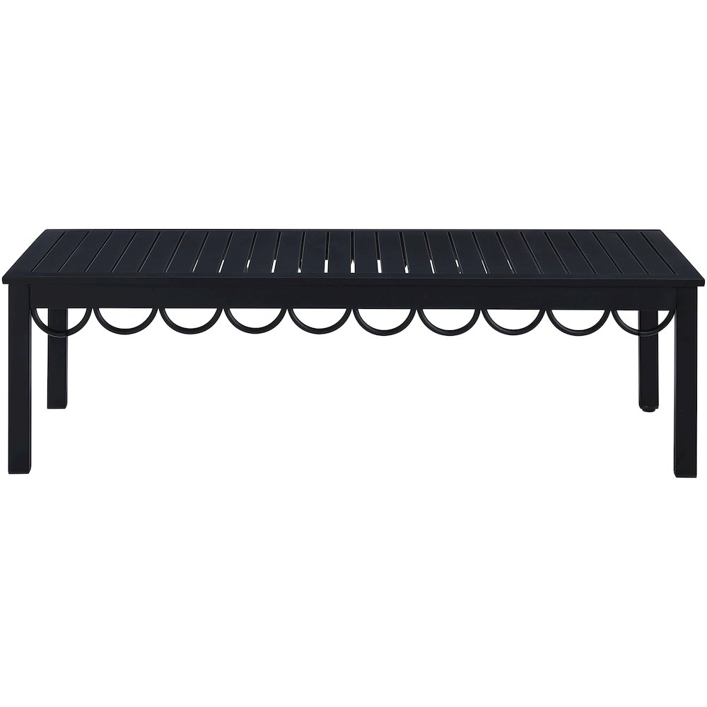 Portofino Black Aluminum Outdoor Patio Coffee Table, Black. Picture 2