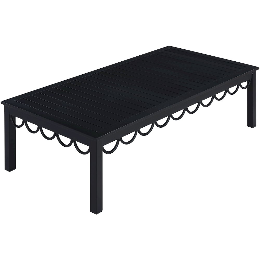 Portofino Black Aluminum Outdoor Patio Coffee Table, Black. Picture 8